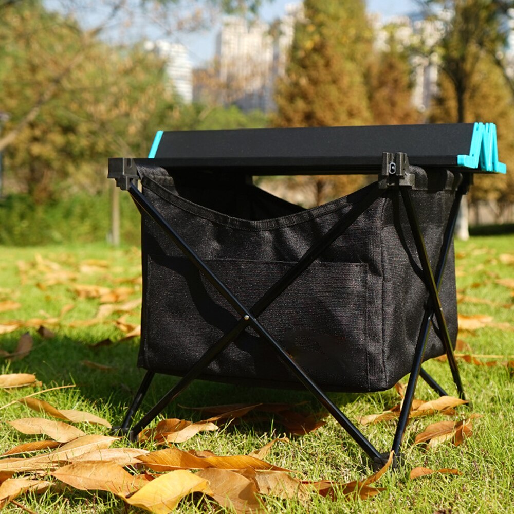 Udendørs camping til picnic slidbestandigt køkken foldebord bærbar usynlig lomme oxford klud opbevaringsnet taske hængende