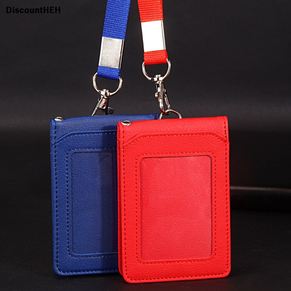 High-grade PU Card Holder Staff Identification Card Neck Strap With Lanyard Badge Neck Strap Bus ID Holders