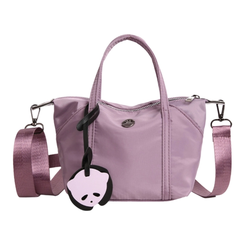Shoulder Bag Nylon Purse Clutches Shoulder Toted Handbag with Zipper Closure Women Crossbody Bag with Removable Strap: PURPLE