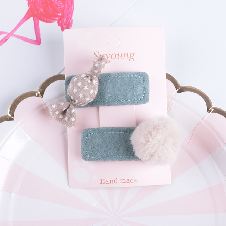 2 pièces Mignon Kid Filles Pinces À Cheveux Bonbons Tandem Boule Pompon Épingles À Cheveux Barrettes Chapeaux Bébé Enfants Cheveux Accessoires Chapeaux: 1-Green