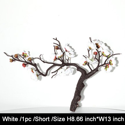 1 Uds ramas de ciruelo rojo flores artificiales para decoración de boda al aire libre flor decoración de invierno planta de jardín casero: short white