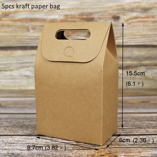 5 st vintage box påse med blomhantverk godis kaklådor skrivbord förvaring papperslåda brevpappershållare för kontorsskola: Kraft blank