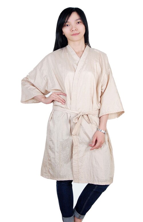 Salon Hairdressing Customer Uniform Unisex Leisure Spa Kimono In Free Size Sauna Cloth Made With Soft Material: Apricot