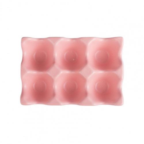 Egg Holder Anti-Slip 6 Grids Ceramic Eco-Friendly Egg Container for Kitchen: Pink