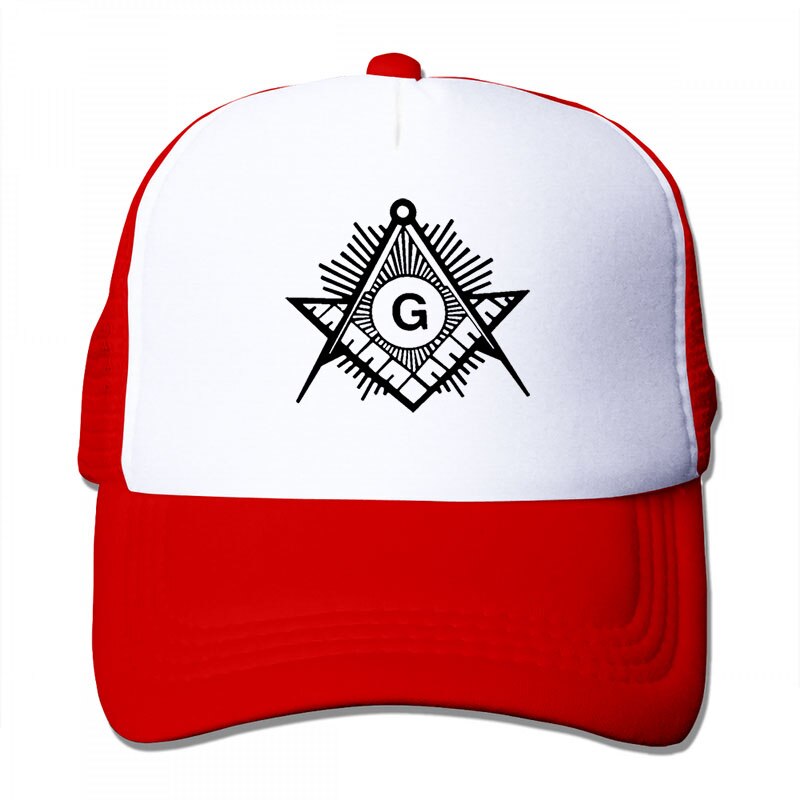 60 Masonic Compass Baseball cap men women Trucker Hats adjustable cap: 3-Red