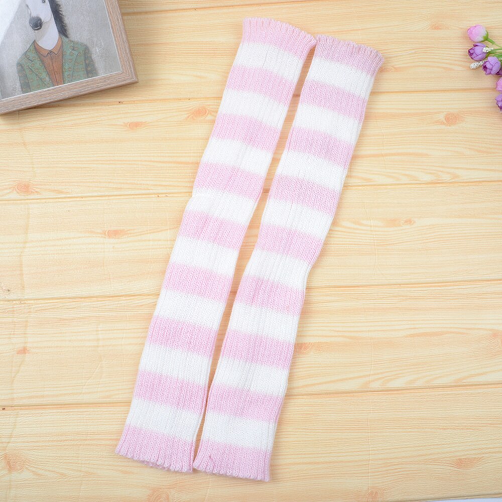 Calentadores de piernas coreanos y japoneses para niñas por encima de la rodilla, Color a juego, para Ballet latino, Protector de piernas, 1 par: white pink