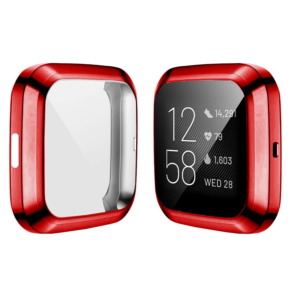 Protector de pantalla para Fitbit Versa1 Versa 2 versa lite todo-Alrededor Ultra delgado suave TPU funda para reloj Protector de parachoques: Rojo / For Versa Lite