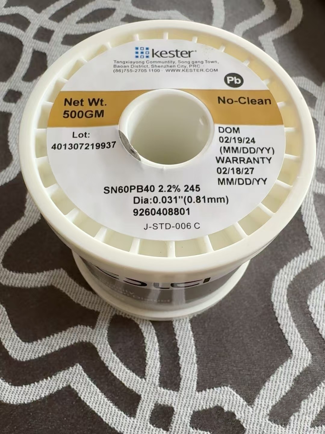 America Kester Sn60Pb40 solder wire Leaded solder Wire diameter 0.8mm Low Temperature No-Clean Solder Wire