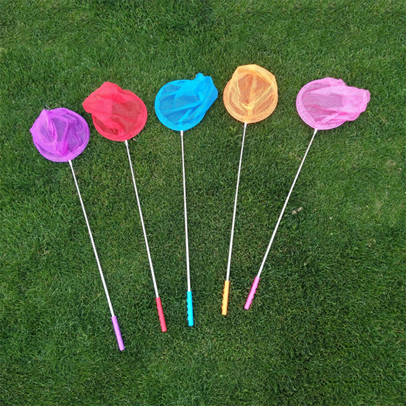 Colorful Telescopic Butterfly Net Extendable 34 Inches Anti Slip Grip Kis Toys for Catching Bugs Insect Fish Net Toys Fun