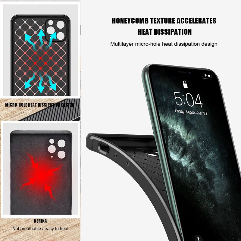 Iphone 11 Mobiele Telefoon Shell Siliconen Soft Shell Apple 11 Pro Max Carbon Fiber Anti-Val Tpu Beschermende mouw