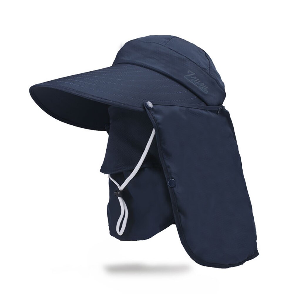 Gorra con visera Anti-UV para mujer, sombrero desmontable para ciclismo, deporte al aire libre, senderismo, Camping, cuello, pesca, protección solar, Unisex: Navy Blue