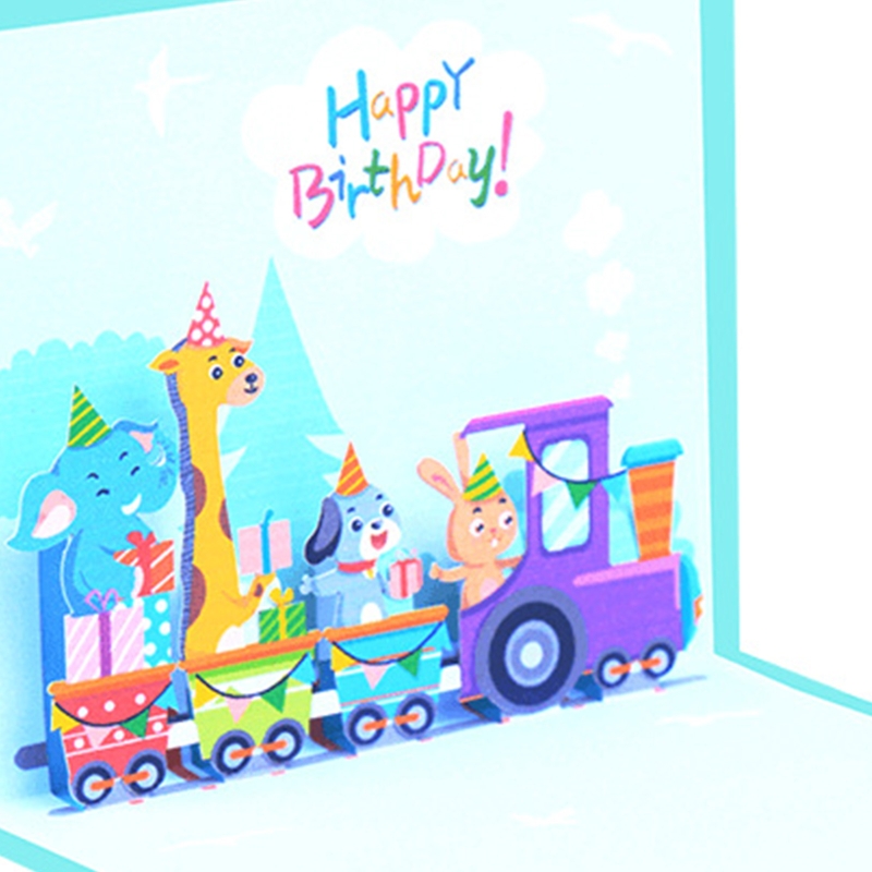 XXFA zwierzęta kreskówkowe pojawiają się kartka urodzinowa z okazji urodzin ręcznie robione 3D wyskakujące okienko kartki z życzeniami dla żony mama tata dziecko dzieci
