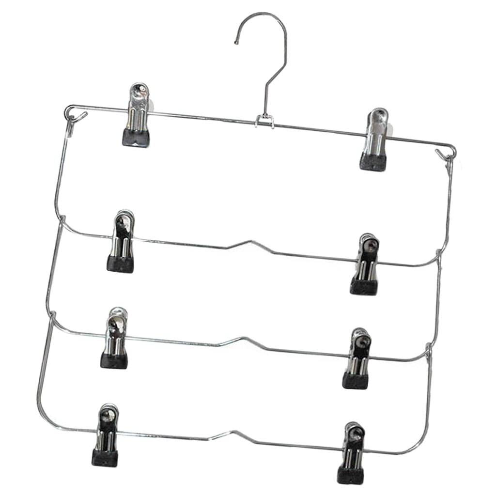 4 Tier Rok Hangers Broek Hangers Closet Organizer Metalen Vouwen Ruimtebesparende Hangers Thuis Kleding Opslag Vouwen Rok Hanger: Black