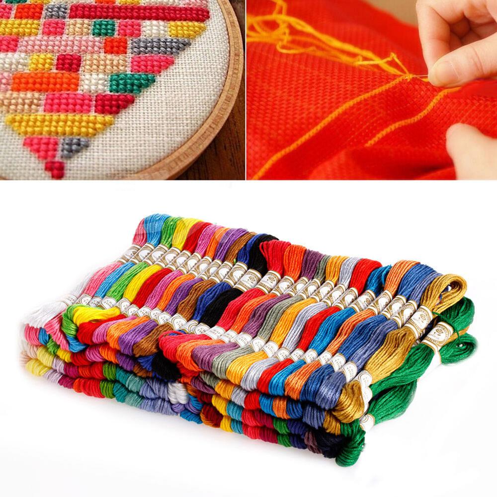 Lot 100 Multi Colors Cross Stitch Cotton Embroidery Thread Floss Sewing Skeins H7ED
