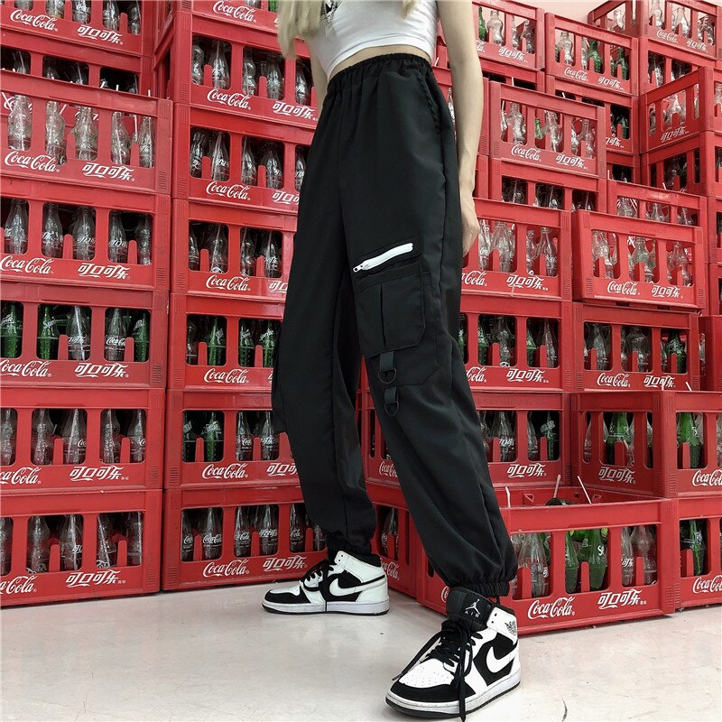 Hip Hop Outfit GirlsPants Overalls Loose Casual Ballroom Trousers Street Jazz Dance Costume Punk Cool Black Pant VDB2225: Black Pant / L