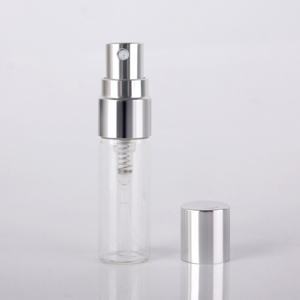 50 stuks 100 stuks 2ml 3ml 5ml 10ml Herbruikbare parfumflesjes, lege mini-sprayflesjes, parfumflesjes, glazen verstuiverflesjes: glas / Zilver / 8 ml