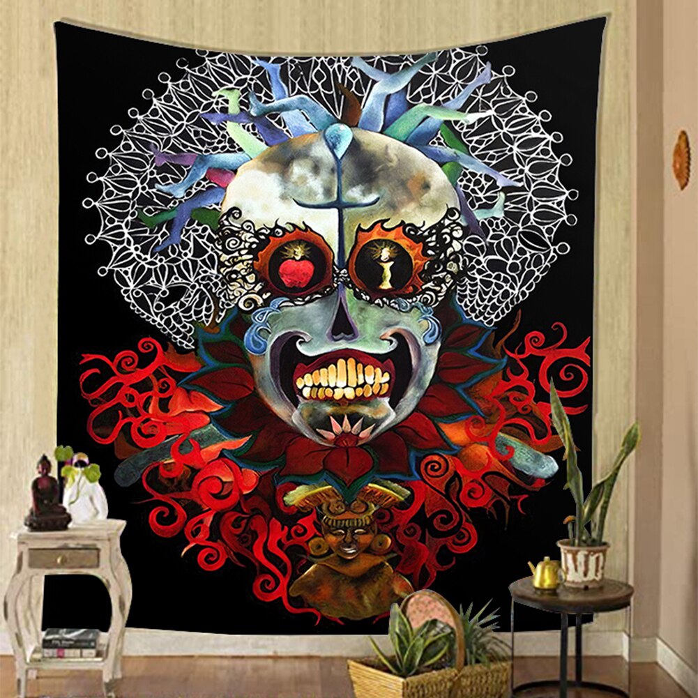 ¡Novedad de ! Alfombra colgante para pared de Halloween, tela decorativa con estampado de Calavera, tapiz para pared del hogar, funda para decoración del hogar de 95x73cm: 6