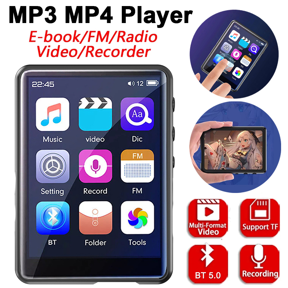 2.4-Inch Touchscreen bluetooth 5.0 MP3 Player With Speaker/FM Radio/Recorder/E-book/Picture High Fidelity Music Mlayer