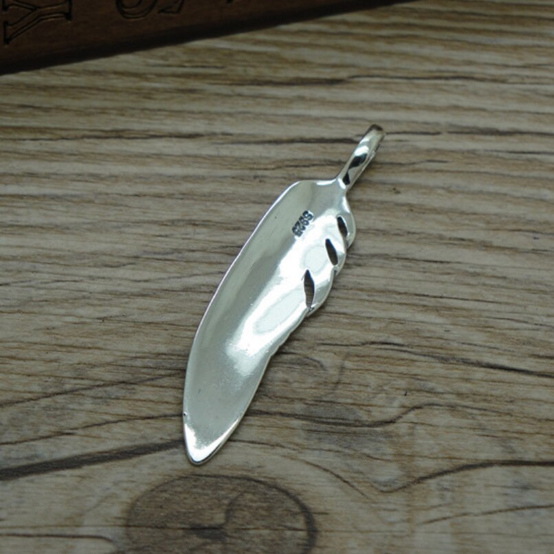 Pendentif plume san en argent véritable pour hommes et femmes, S925, pur argent, , de bijoux