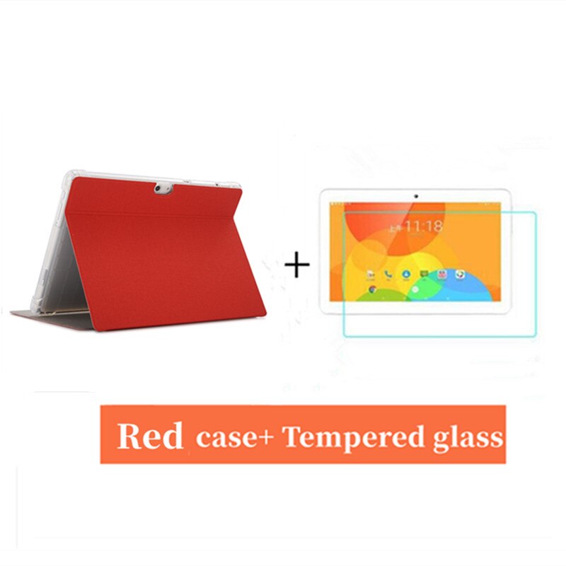 10.1&quot; Protective PU Case For ALLDOCUBE M5 M5 X Tablet PC,Folding Stand Case Cover For CUBE M5XS M5X Pro Tablet PC Add Film: Red add  glass