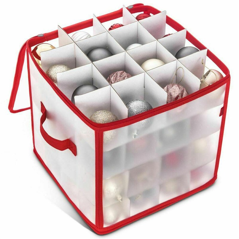 Christmas Ball Storage Box 64 Grid Large Capacity Foldable Storage Box For Storing Ball Toys And Ornaments