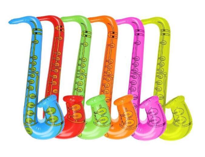 Instrumento de lujo inflable, guitarra de juguete, micrófono, Radio, teclado inflable, tambor para niños, de carnaval, decoración de playa, 1 Uds.: 60cm Saxophone