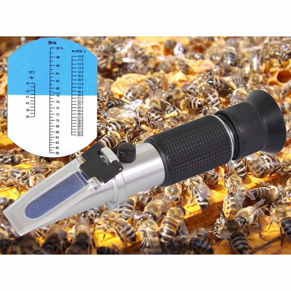 RZ High concentration Brix Refractometer 0~90% Honey Bees Sugar Food Beverages ATC Content Beekeeping RZ117 Meter Tool