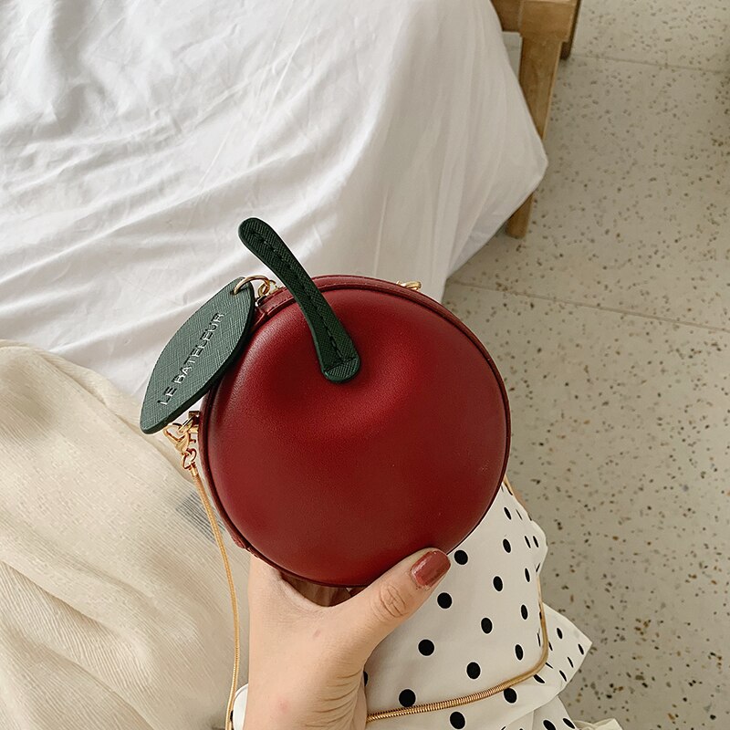 Mini Cherry Cross Body Bags Voor Meisjes Chain Schoudertassen Leuke Fruit Bag Pu Lederen Dames handtassen: wine red