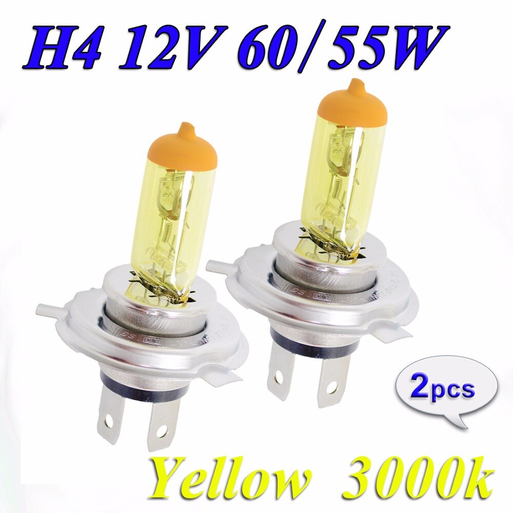 Hippcron-ampoules de voiture halogènes H4 12V 60/55W, phare jaune 3000K, lampe de voiture, 2 pièces (1 paire)