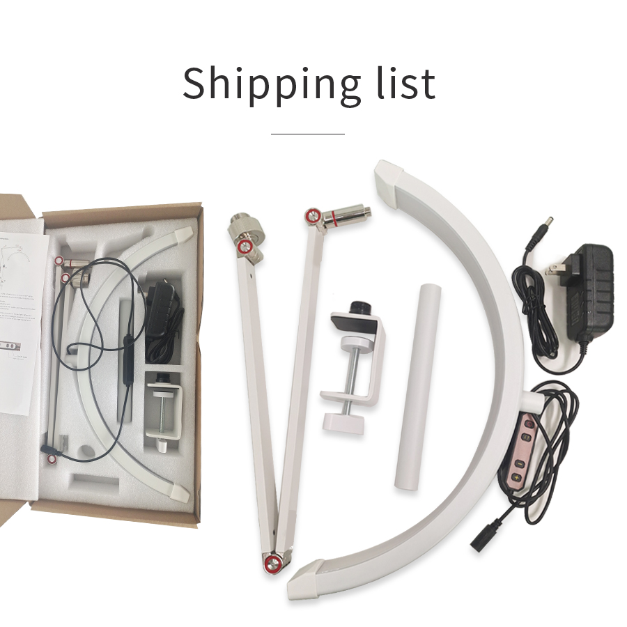 Halve maanlicht 16 inch wimperlicht met telefoonhouder LED-bureaulamp met klem dimbaar 3 lichtmodi Lash Tech licht voor nagel