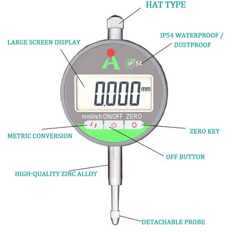 IP54 Digital Micrometer 0.01/0.001mm Electronic Micrometer Metric/Inch 0-12.7mm 0-25.4mm Precision Dial Indicator Gauge Met