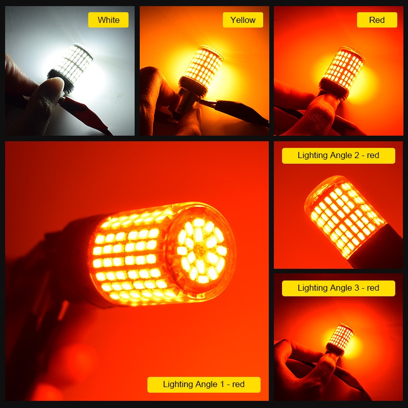 EURS 1x 3014 144smd CanBus S25 1156 BA15S P21W LED BAY15D BAU15S PY21W T20 7440 LED Turn Signal Bulb Plastic Housing