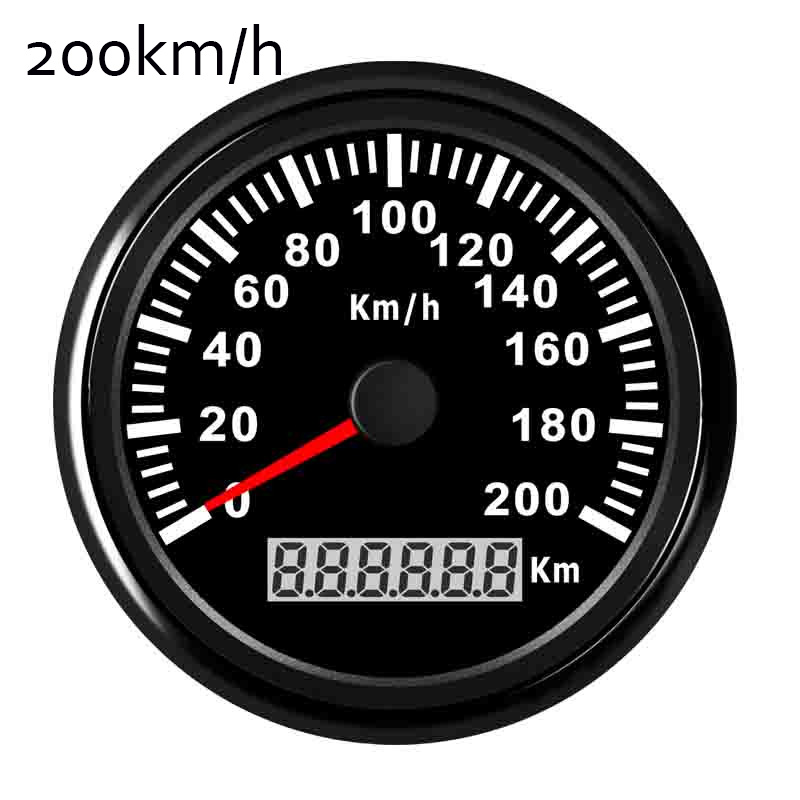 120 km/h 200 km/h GPS Speedometer Gauge Truck Boat Car Speedometer Gauge with Backlight &amp; GPS Antenna Sensor: Black 200Kmh