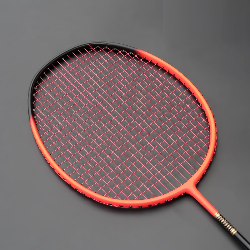 5U 75G Full Carbon Fiber Strings Badminton Rackets Light Weight Training Racquet High Tension 22-30LBS G5 Bags: Red