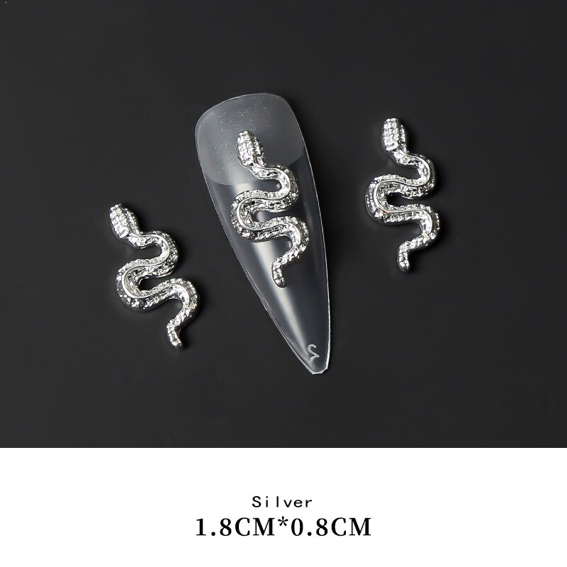 20 stk legeret slange negle ornamenter metal negle kunst dekorationer diy slange manicure tilbehør negle charms i bulk til dekoration: 7