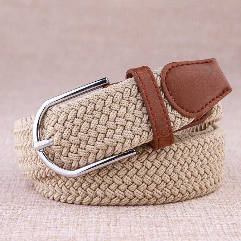 Cinturones de lona elástica para mujer, de , a la , hebilla de punto, cinturón ajustable, cinturones de lona para vaqueros, novedad de