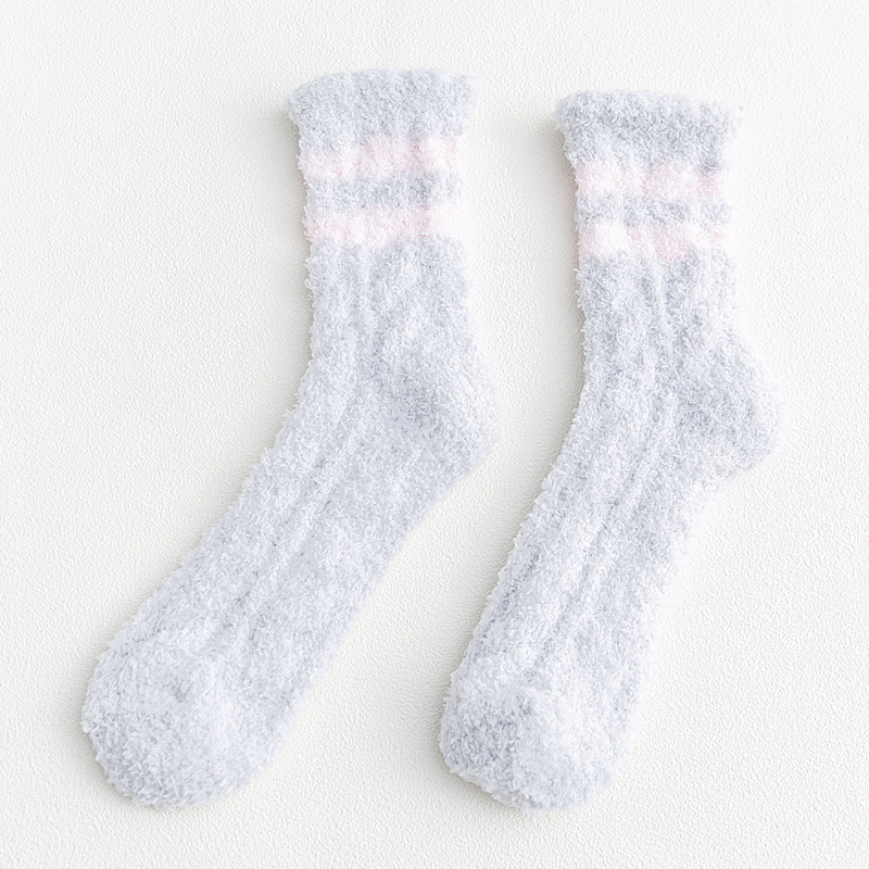 One Pair Arrivals Twist Coral Fleece Socks Female Kawaii Tube socks Autumn Winter Cute Warm Fluffy Sleeping Floor Socks: J