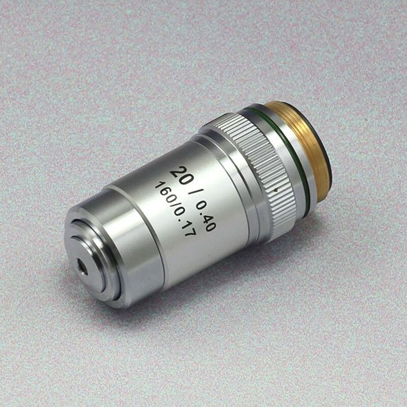 Biological Microscope Achromatic Objective Lens 4X 10X 20X 40X 60X 100X(oil) RMS 20.3mm Thread Silver Shell