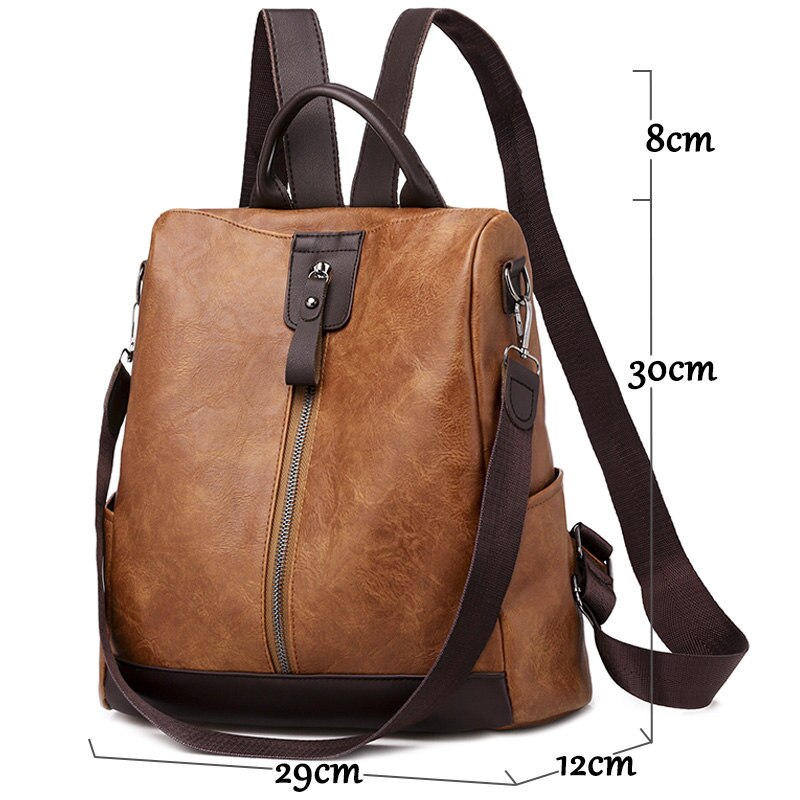 Bruin Vrouwen Rugzak Vintage Leren Rugzak Voor Tienermeisjes Mochila Feminina Vrouwelijke Anti-Diefstal Rugzak