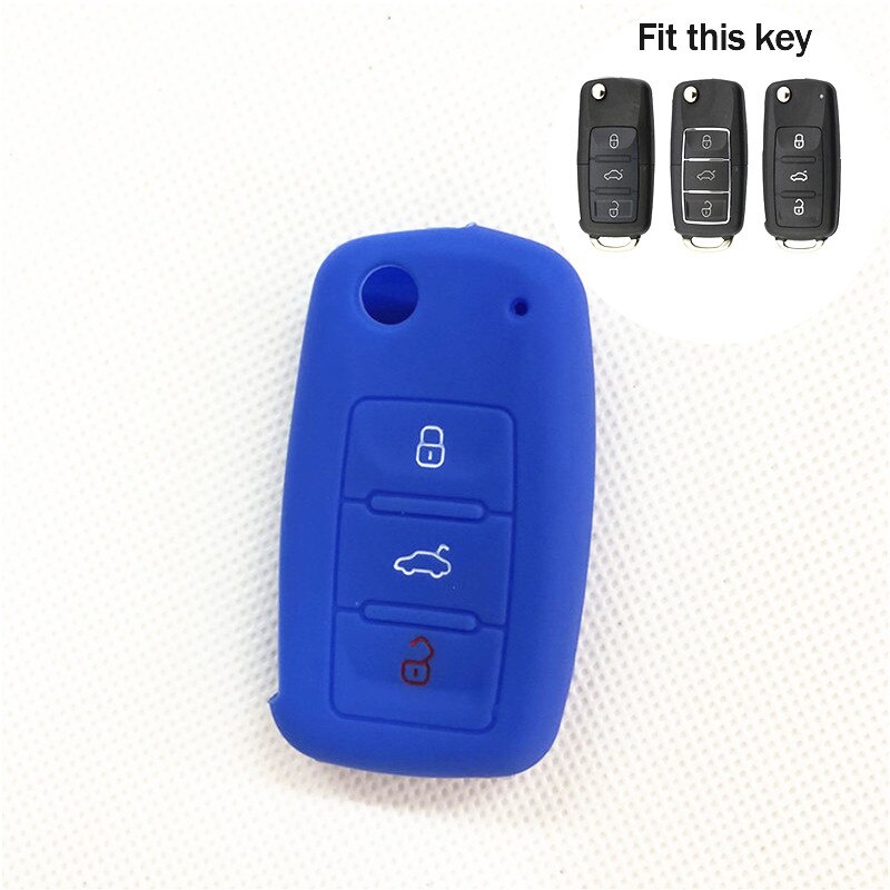 Funda de silicona para llave de coche, cubierta para Volkswagen Polo Passat B5 Golf 4 5 6 Jetta Mk6 Tiguan Cross Fox Plus Eos Scirocco Beetle: A type blue