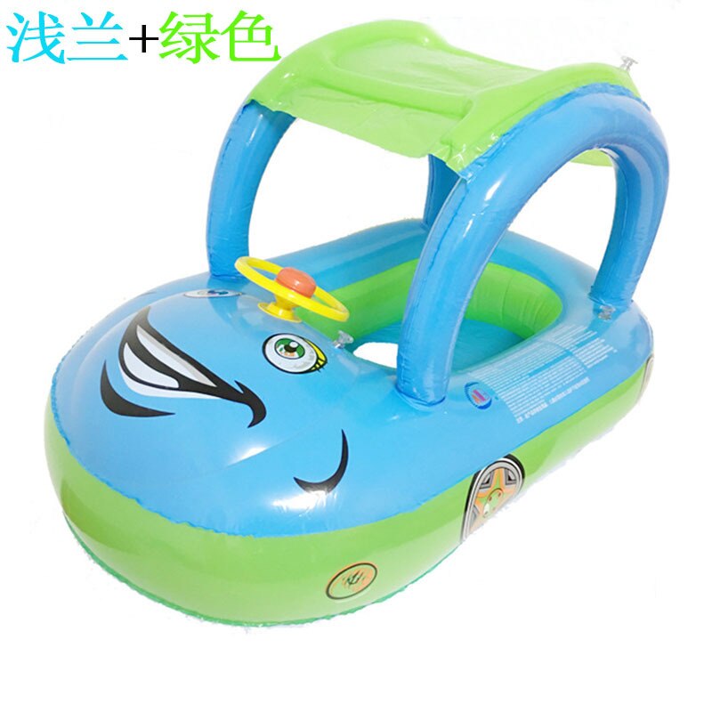 Baby Aufblasbare Schwimmen Ring Schwimmbad schweben Sicherheit Schwimmen Ringe Aufblasbare Schwimmen schweben Mit Sonnenschirm Sitz Floß Wasser Spaß Schwimmbad Spielzeug: Blau-Grün