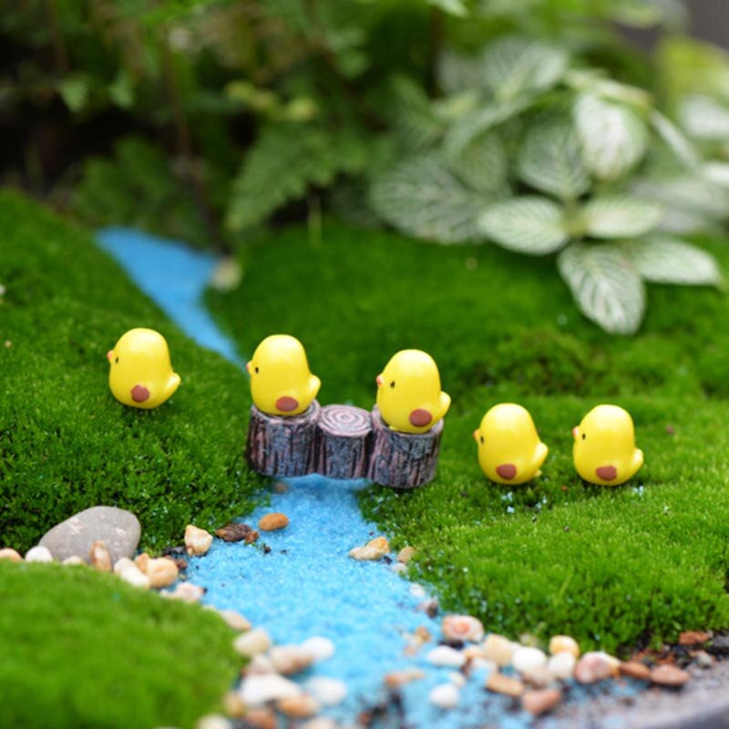 Zwaan Paard Eend Dolfijn Mini Hars Tuin Beeldjes Microlandschaft Instelling Miniaturen 5 Stks/set Diy Kip Kawaii: 5PCS Chicken