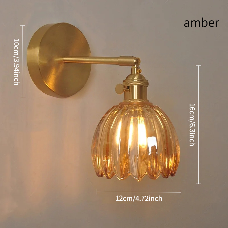 Vintage zielony tulipan szklany klosz lampy ściennej salon sypialnia lampa na drzwi lampki nocne: Czerwony