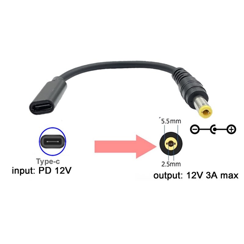 Robustes usb-c/type-c pd  to 12v wlan-router-stromkabel 3.5/4.0/4.8/5.5/6.3/6.4mm mehrzweck-type-c-stromkabel