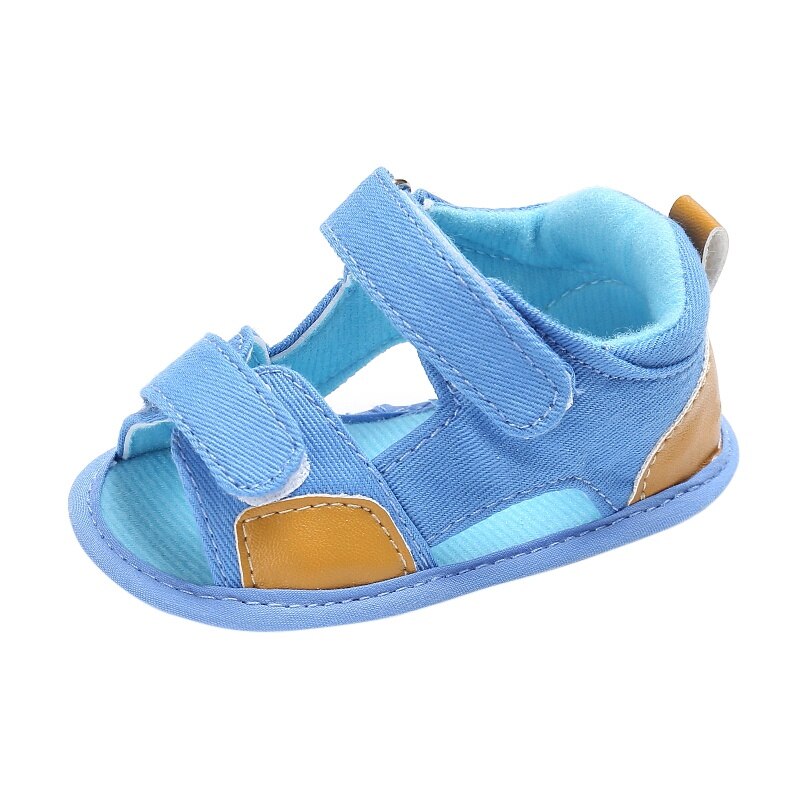 0-18M Baby Boy Girls Sandal Moccasins Shoes Casual Cotton Bottom Anti-Slip Sandal: Sky blue / 7-12 Months
