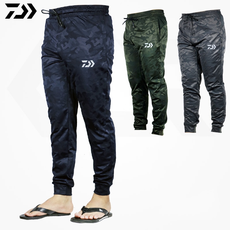 Daiwa Pants Men Casual Outdoor Sports Camouflage Fishing Pants Drawstring Anti-UV Quick Drying Breathable Sweatpants