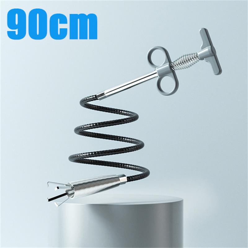 Lente Pijp Baggeren Gereedschappen Afvoer Snake Drain Cleaner Sticks Verstoppen Remover Cleaning Tools Home Voor Aanrecht Pijp Baggerschip: grey 90cm