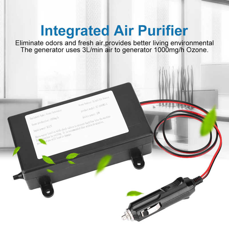 Air Cleaner Car Ozone Generator 10W DC12V 1000mg/h Odor Eliminating Air Freshing Ozonizer