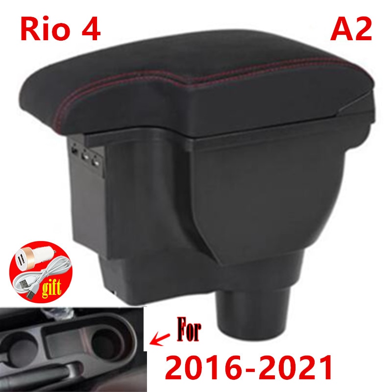 Voor Kia Rio 4 Armsteun Voor Kia Rio X X-Line Auto Opbergdoos Auto Accessoires Retrofit Onderdelen Interieur details: A2 red line 3USB