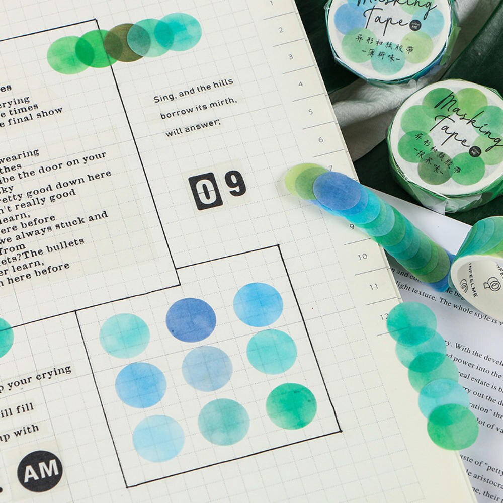 JESJELIU 14*14mm bonbon dur point couleur Washi journalerie écriture Washi ruban déco étiquette rubans de masquage faciles à déchirer